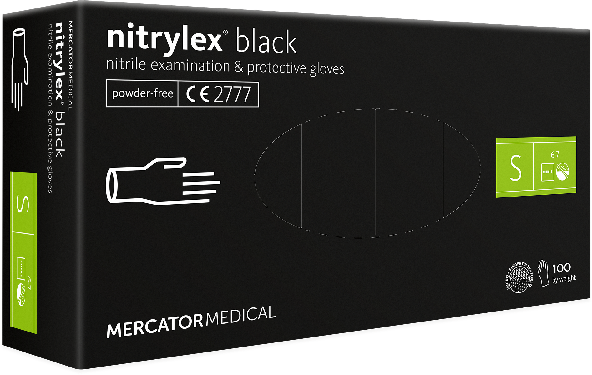 Перчатки нитриловые, текстурированные Nitrylex Black, черные (S)